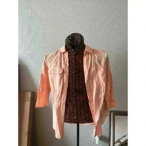 Lauren Ralph Lauren Peach Linen Button Up Top 3/4 Sleeves size Small prep
